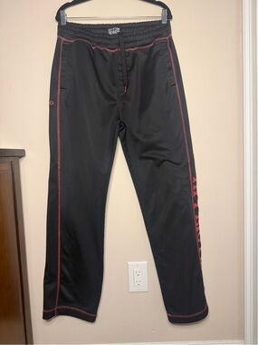 Affliction Black Sweatpants with Red Topstitching